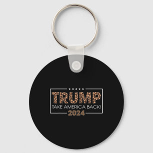 Trump 2024 Take America Back Leopard Print Gift Wo Keychain