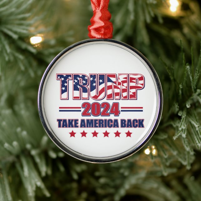 Trump 2024 Take America Back Metal Ornament (Tree)