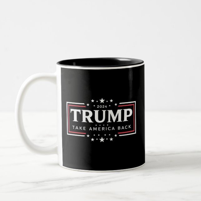 Trump 2024 Take America Back  Two-Tone Coffee Mug (Left)
