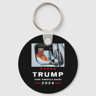Trump 2024 Take America Byck Trump Rides In Garge  Keychain