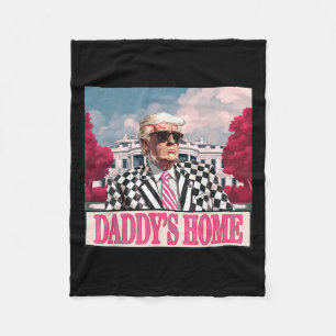 Trump 2024 Take America Ck Daddy's Home Trump Pink Fleece Blanket