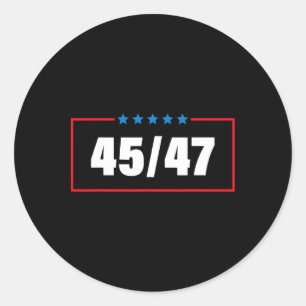 Trump 2024 Vintage 45 47 America Flag Shirt For Wo Classic Round Sticker