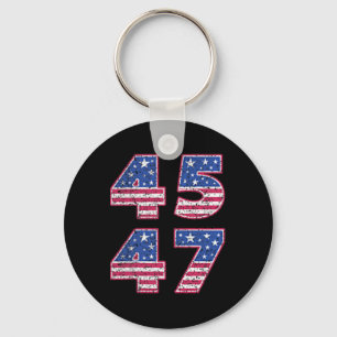 Trump 2024 Vintage 45 47 America Flag Tee For Wome Keychain