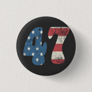 Trump 2024 Vintage Patriotic American Flag 47 1 Inch Round Button