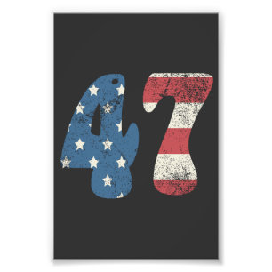 Trump 2024 Vintage Patriotic American Flag 47 Photo Print