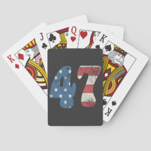 Trump 2024 Vintage Patriotic American Flag 47 Playing Cards