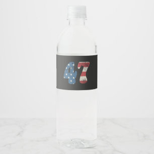 Trump 2024 Vintage Patriotic American Flag 47 Water Bottle Label