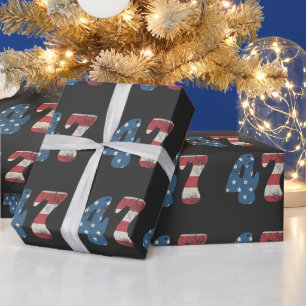 Trump 2024 Vintage Patriotic American Flag 47 Wrapping Paper