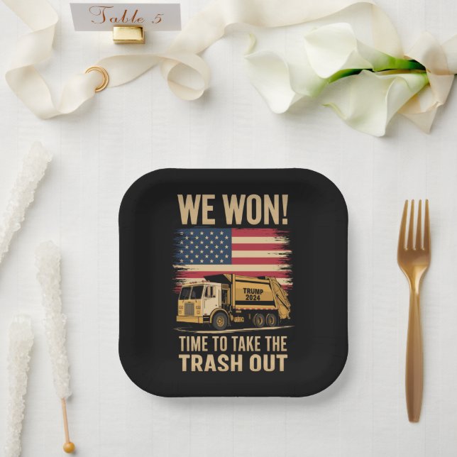 Trump 2024 We Won Wins Victory Inauguration 2025  Paper Plate (Wedding)