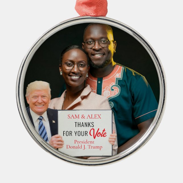Trump 2024 Your Personalized Photo Christmas Metal Ornament (Front)