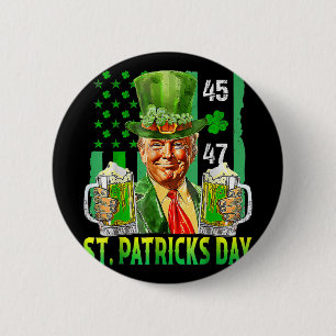 Trump 2025 American Flag Vintage St. Patricks Day 2 Inch Round Button