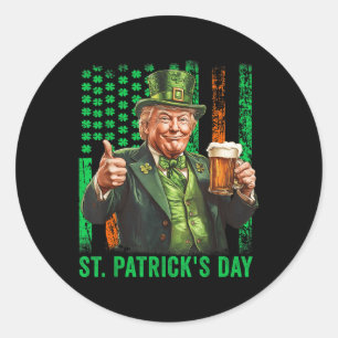 Trump 2025 American Flag Vintage St. Patricks Day  Classic Round Sticker