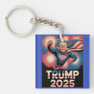 Trump 2025: Patriotic Superhero Tribute Keychain