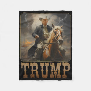Trump 2025 President Cowboy Riding Horse Western U Fleece Blanket