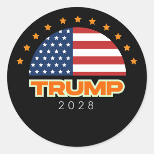 Trump 2028 American Flag Bold Classic Round Sticker