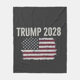 Trump 2028 American Flag Election President Fleece Blanket