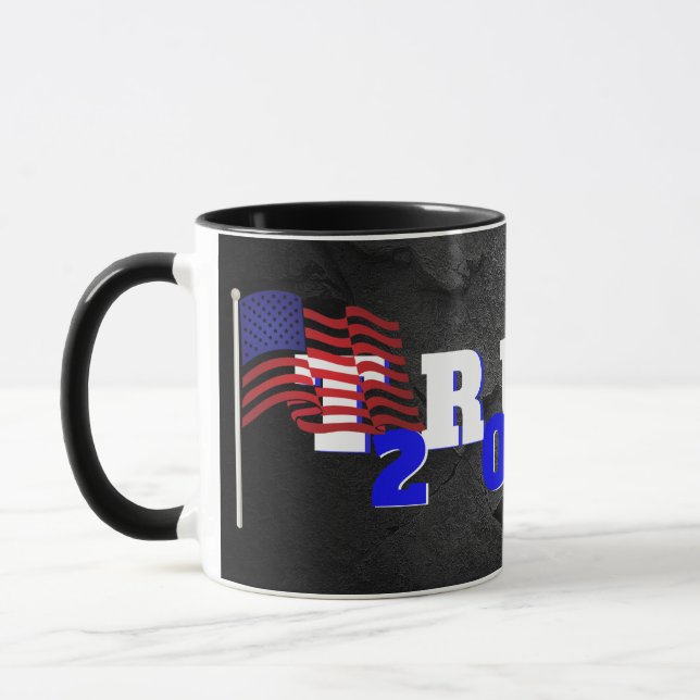 Trump 2028 on Black Rock Mug (Left)