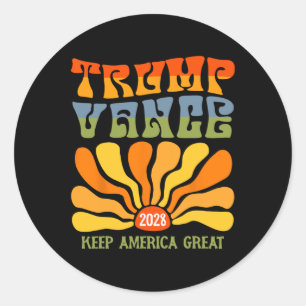 Trump 2028 President Re-election Us Flag Trump Van Classic Round Sticker
