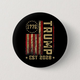 Trump 2028 Vote Donald Trump America Us Flag Vinta 2 Inch Round Button