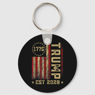 Trump 2028 Vote Donald Trump America Us Flag Vinta Keychain