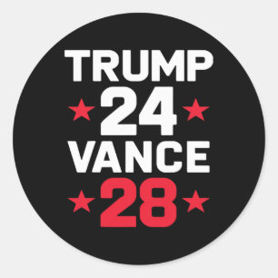 Trump 24 Vance 28 2024 Donald Trump J.d. Vance 202 Classic Round Sticker
