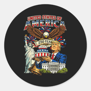 Trump 250th birthday of america 250 years 4th of classic round sticker