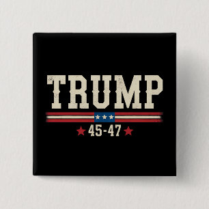 Trump 45 47 American USA Flag Retro Vintage 2 Inch Square Button