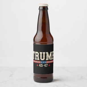 Trump 45 47 American USA Flag Retro Vintage Beer Bottle Label