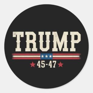 Trump 45 47 American USA Flag Retro Vintage Classic Round Sticker