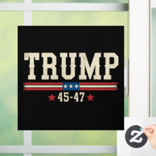 Trump 45 47 American USA Flag Retro Vintage Window Cling