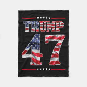 Trump 45-47 Mega Us Flag 2024 Presidential Electio Fleece Blanket