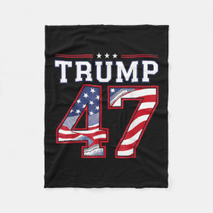 Trump 45-47 Mega Us Flag 2024 Presidential Electio Fleece Blanket