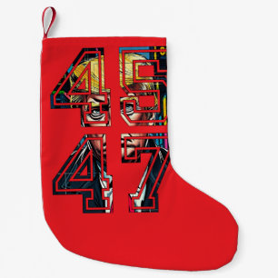 Trump 45 47   Pop Art   American President Small Christmas Stocking