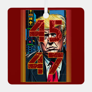Trump 45 47 Pop Art Portrait Metal Ornament