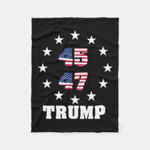 Trump 45 47 President Usa Flag 2024 2025 Winner  Fleece Blanket