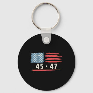 Trump 45 47 President Vintage American Flag 2024 P Keychain