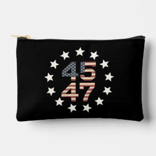 Trump 45 47 Stars Vintage USA American Flag Accessory Pouch