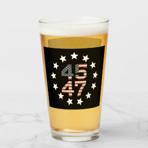 Trump 45 47 Stars Vintage USA American Flag Glass