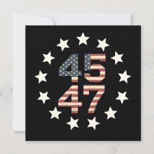 Trump 45 47 Stars Vintage USA American Flag Invitation
