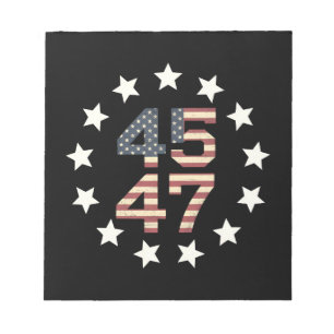 Trump 45 47 Stars Vintage USA American Flag Notepad