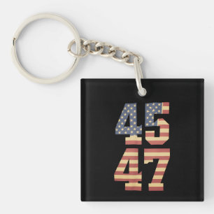 Trump 45 47 Vintage America USA Flag Keychain