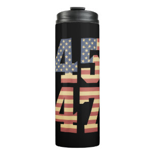 Trump 45 47 Vintage America USA Flag Thermal Tumbler