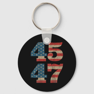 Trump 45 47 Vintage American Flag Retro 4547  Keychain