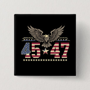 Trump 45 47 Vintage American USA Eagle Flag 2 Inch Square Button
