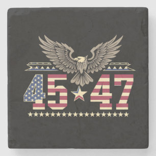 Trump 45 47 Vintage American USA Eagle Flag Stone Coaster