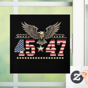 Trump 45 47 Vintage American USA Eagle Flag Window Cling