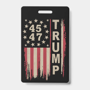 Trump 45 47 Vintage Retro America USA Flag Badge