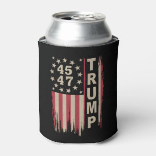 Trump 45 47 Vintage Retro America USA Flag Can Cooler
