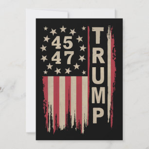 Trump 45 47 Vintage Retro America USA Flag Invitation