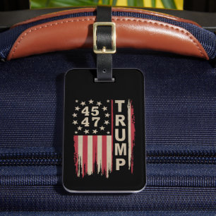 Trump 45 47 Vintage Retro America USA Flag Luggage Tag